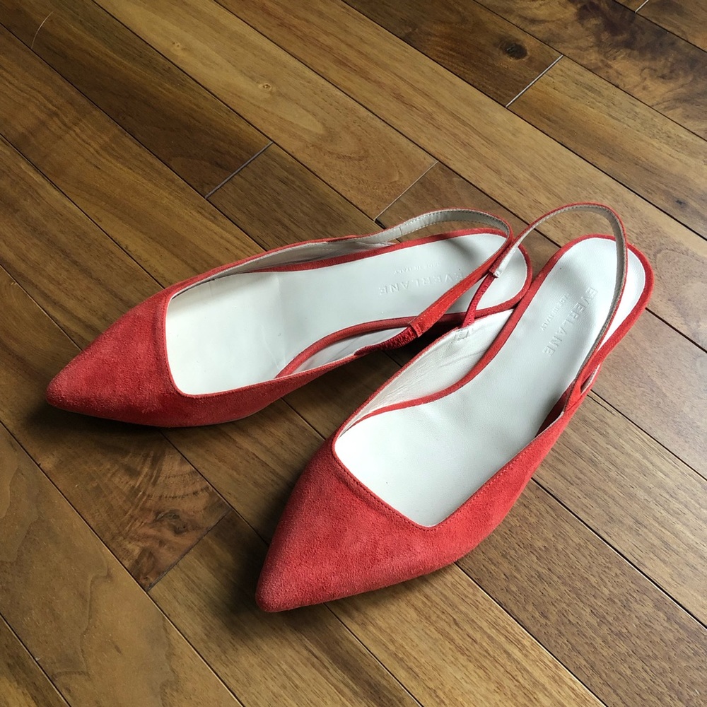 Everlane Red Pointed Slingback Flats - Picture 2 of 6